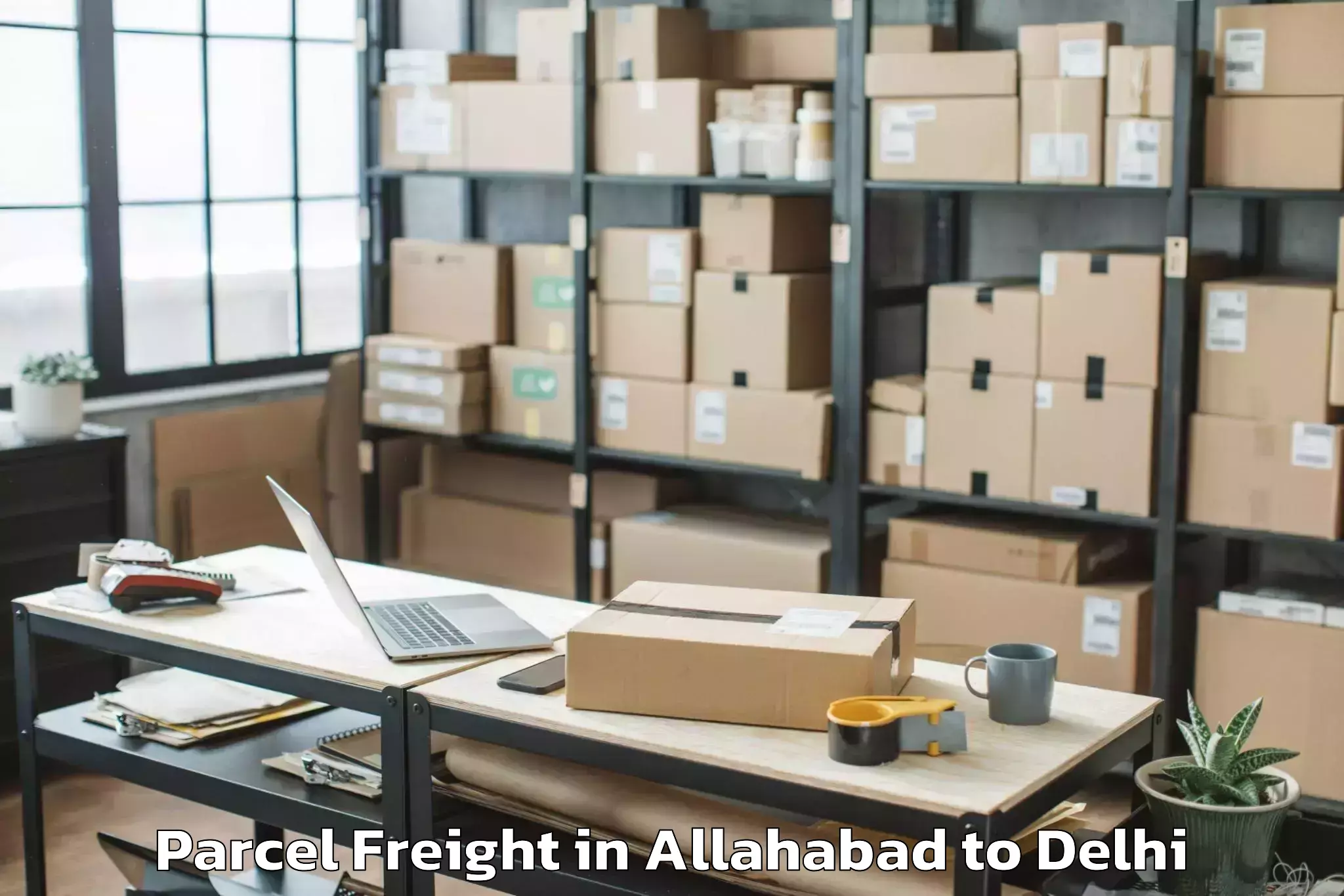 Easy Allahabad to Dlf Promenade Mall Parcel Freight Booking